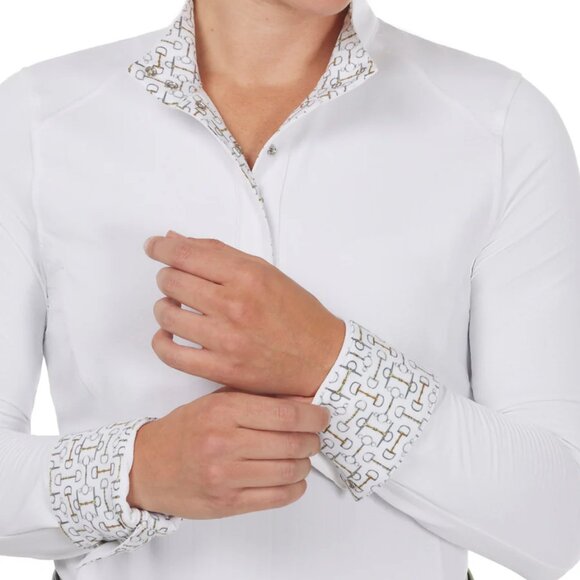 Kerrits Affinity® Pro Long Sleeve Show Shirt Size XS, Color: White/Mixed Bits - Picture 4 of 9